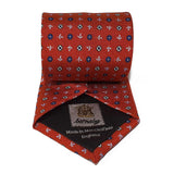 Red Leaves & Flower Woven Silk Tie Hand Finished - British Made