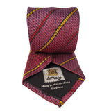 Red Stripe Silk Tie Woven Hand Finished - British Made